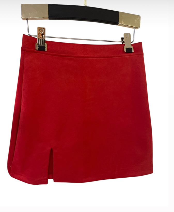 دامن جیر قرمز کوتاه زنانه